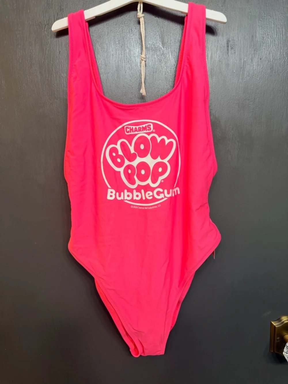 aerie Hot Pink Blow Pop BubbleGum Graphic One-Piece Swimsuit